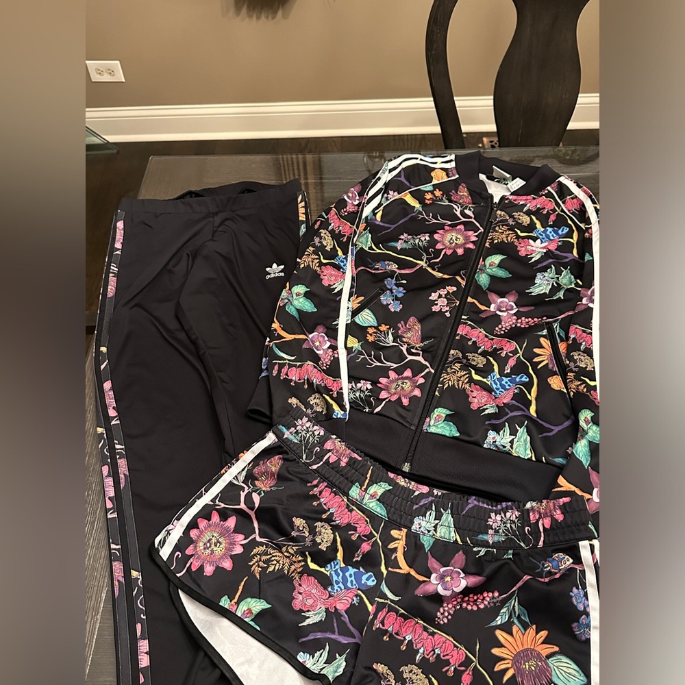 ADIDAS POISONOUS GARDEN track jacket leggings and short set